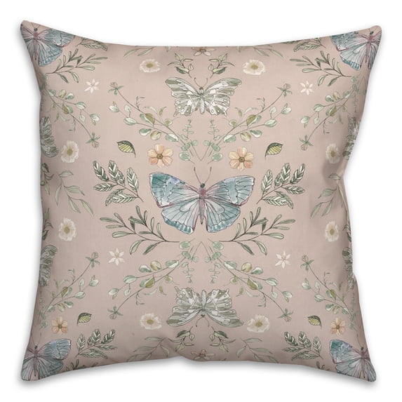 Creative Products Blush Butterfly Pattern 18 x 18 Spun Poly Pillow