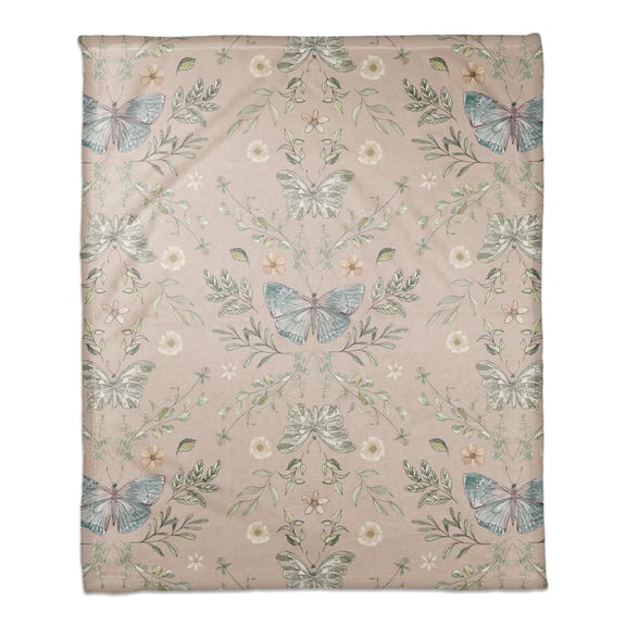 Creative Products Blush Butterfly Pattern 50 x 60 Coral Fleece Blanket