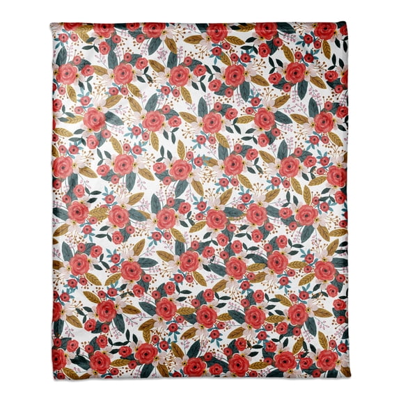 Creative Products Blush Floral Pattern 50x60 Coral Fleece Blanket