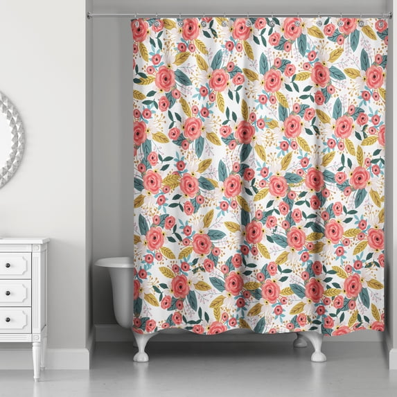 Creative Products Blush Floral Pattern 71x74 Shower Curtain