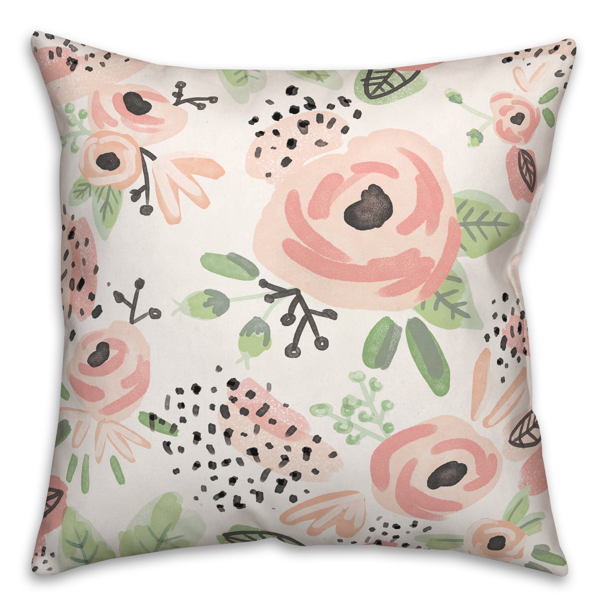 Blush Floral 18x18 Spun Polyester Square Throw Pillow