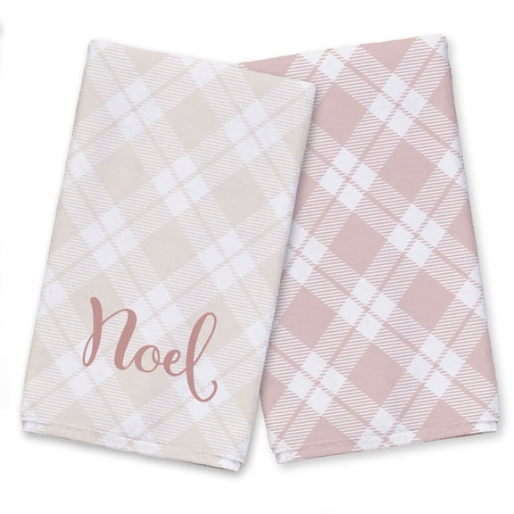 Creative Products Blush Noel on Champagne Plaid 16 x 25 Tea Towel Set of 2