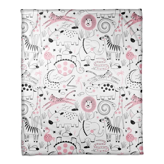 Creative Products Blush and Black Animal Print 50x60 Coral Fleece Blanket