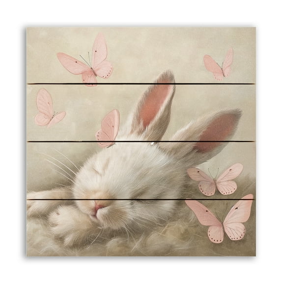 Creative Products Blush and Cream Bunny 11.75 x 11.75 Pallet Wood Wall Art