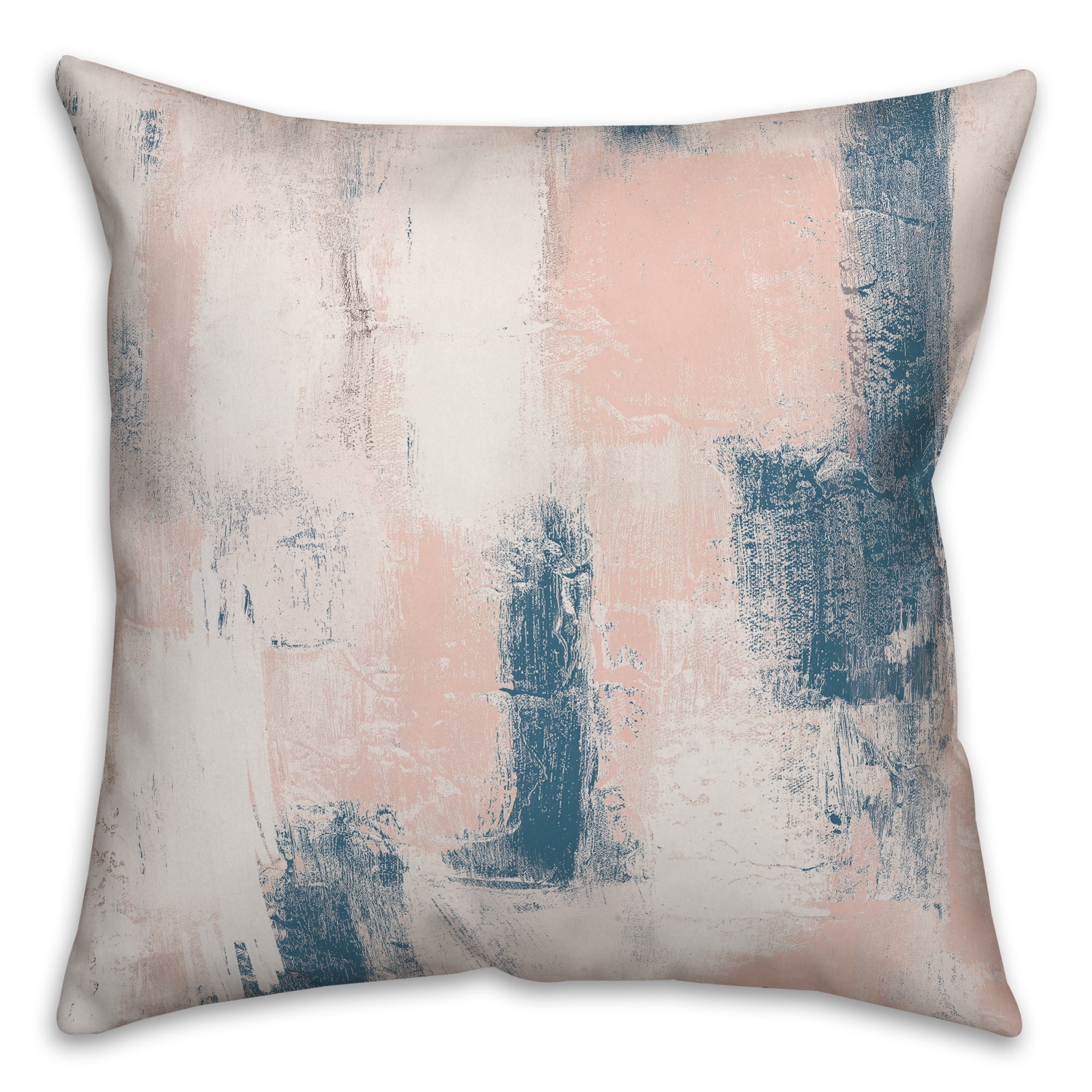 Blush and Navy Abstract Square Polyester Throw Pillow 18x18