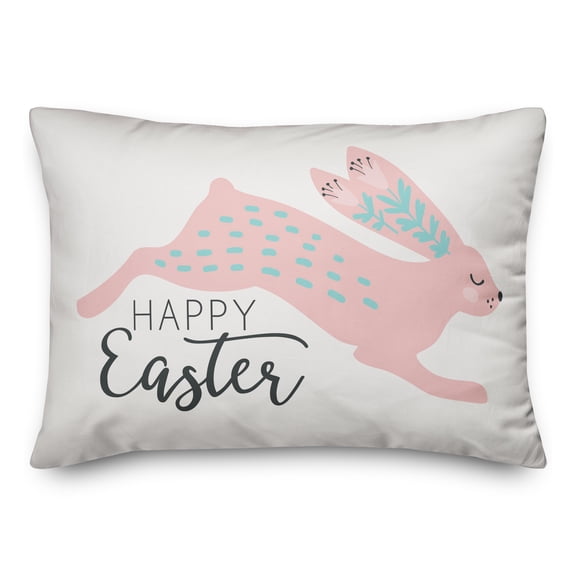 Creative Products Blush and Teal Leaping Rabbit 14x20 Spun Poly Pillow