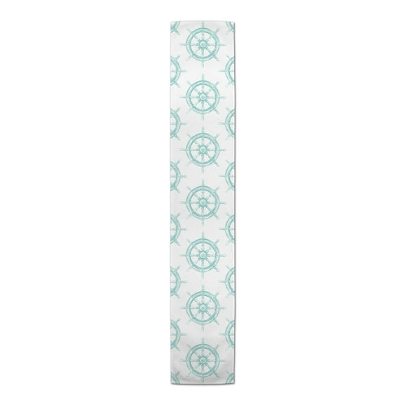Creative Products Boat Wheel Teal 16x72 Poly Twill Table Runner