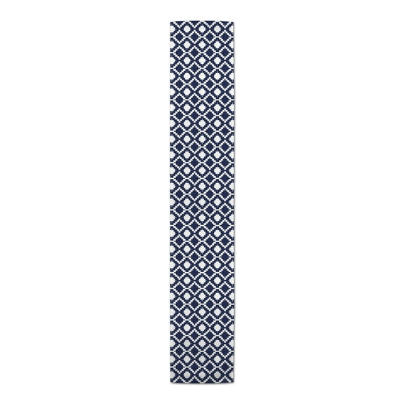 Creative Products Boho Aztec Pattern Navy Blue 16x72 Poly Twill Table Runner