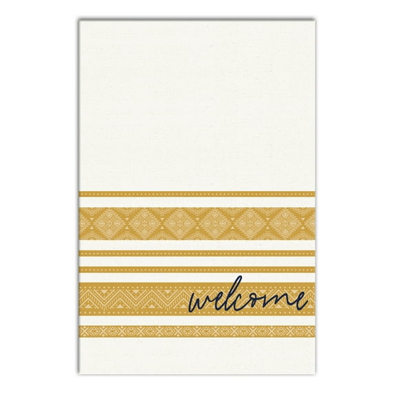Creative Products Boho Pattern Welcome Home Yellow Stripes 16x24 Canvas Wall Art