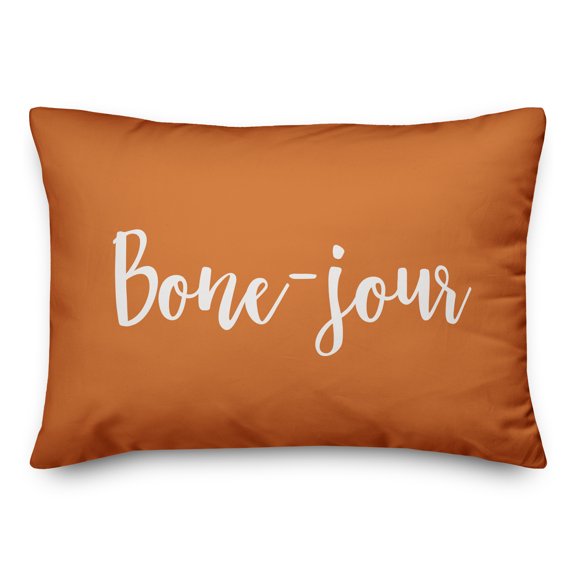 Creative Products Bone-jour in Orange 14 x 20 Spun Poly Pillow