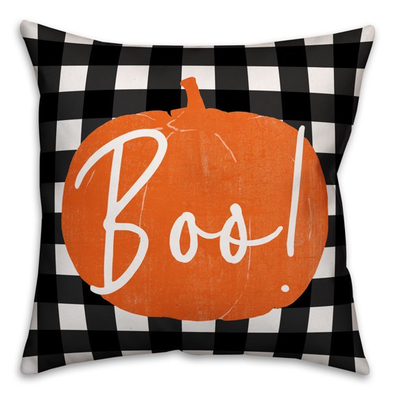 Creative Products Boo Buffalo Check 18x18 Spun Poly Pillow