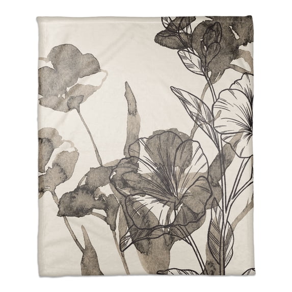 Creative Products Botanical Sketches 50 x 60 Coral Fleece Blanket