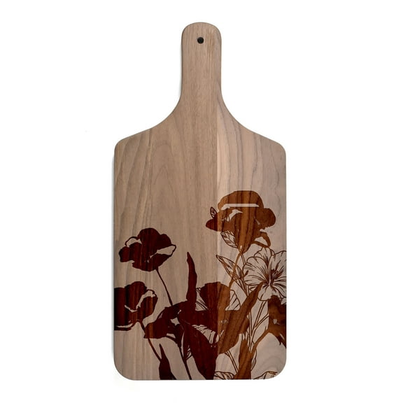 Creative Products Botanical Sketches 8 x 17 Walnut Paddle Cutting Board