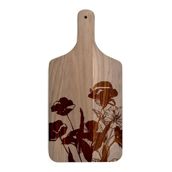 Creative Products Botanical Sketches 8 x 17 Walnut Paddle Cutting Board