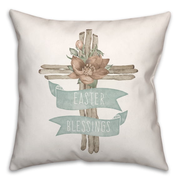Creative Products Branch Cross With Flower Pillow 1 16 x 16 Spun Poly Pillow