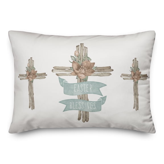Creative Products Branch Cross With Flower Pillow 4 14 x 20 Spun Poly Pillow