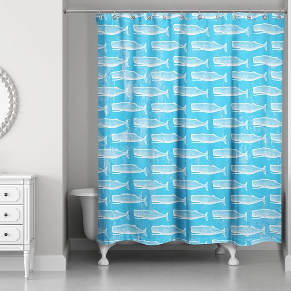 Creative Products Bright Blue Whale Pattern 71x74 Shower Curtain