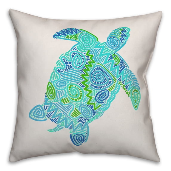Creative Products Bright Blues Turtle 16x16 Spun Poly Pillow