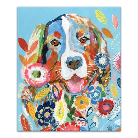 Creative Products Bright Floral Dog by Lily Barton 20x24 Canvas Wall Art