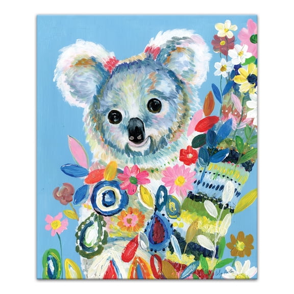 Creative Products Bright Floral Koala by Lily Barton 20x24 Canvas Wall Art