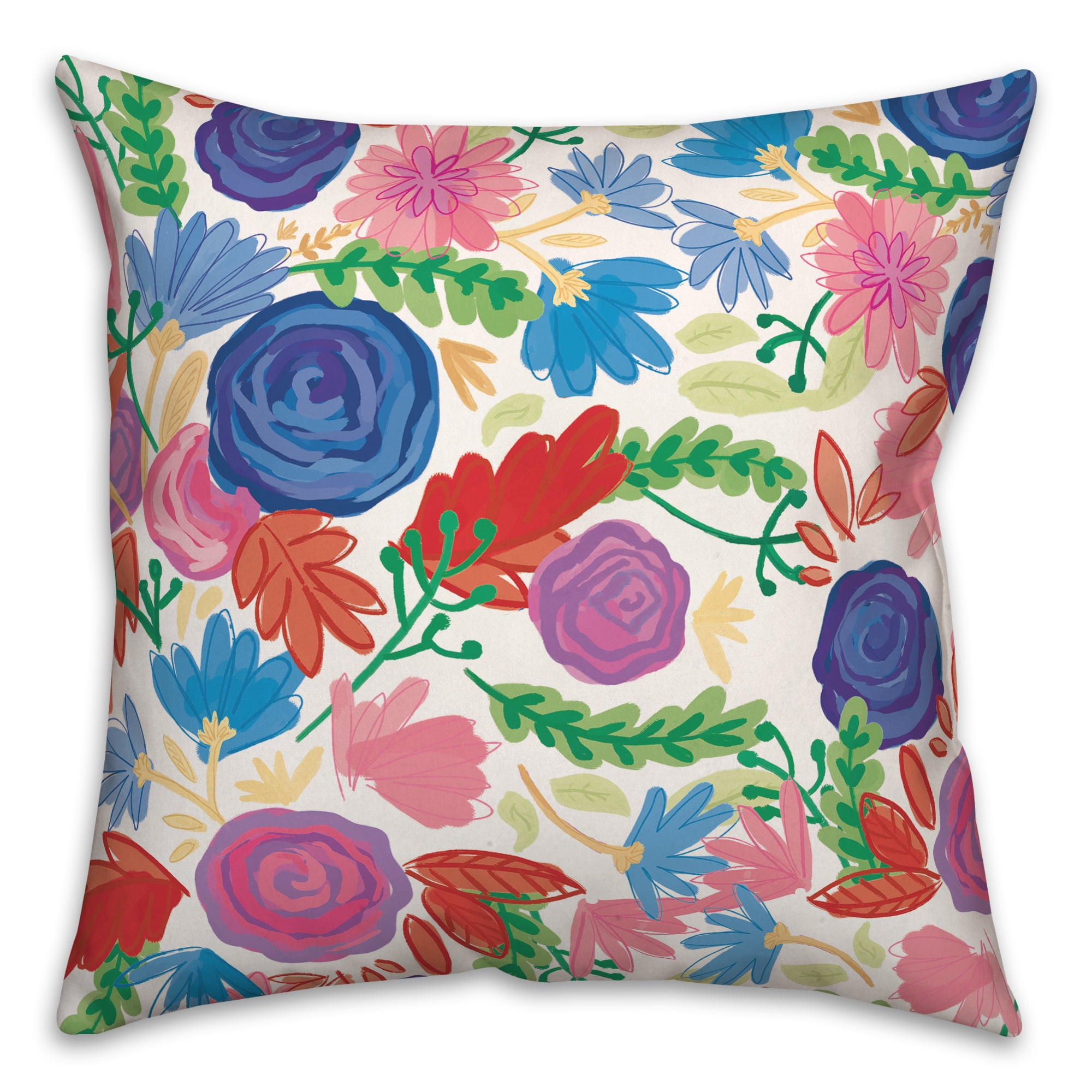 Creative Products Bright Flowers Blue 16 x 16 Indoor / Outdoor Pillow