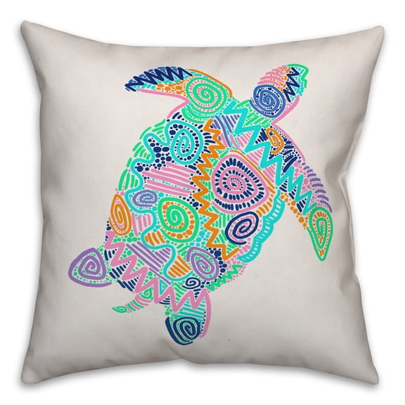 Creative Products Bright Multi Color Turtle 16x16 Spun Poly Pillow