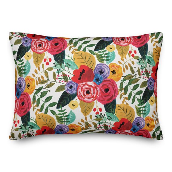 Creative Products Bright Multi Floral Pattern 14x20 Spun Poly Pillow