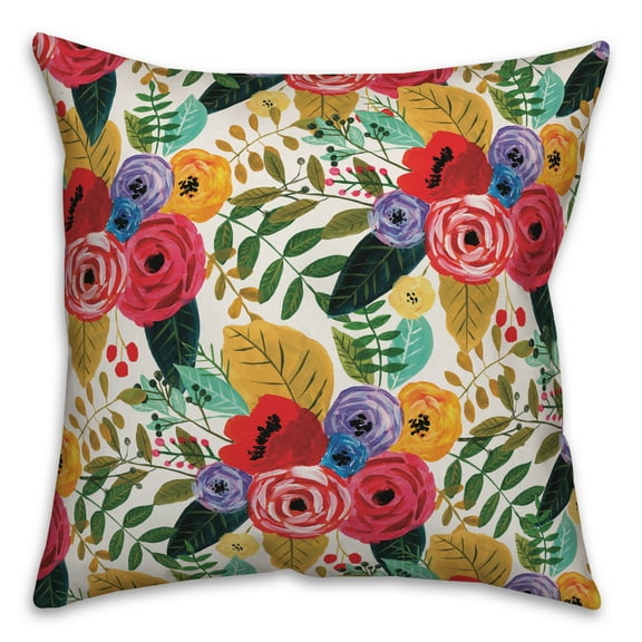 Creative Products Bright Multi Floral Pattern 18x18 Spun Poly Pillow