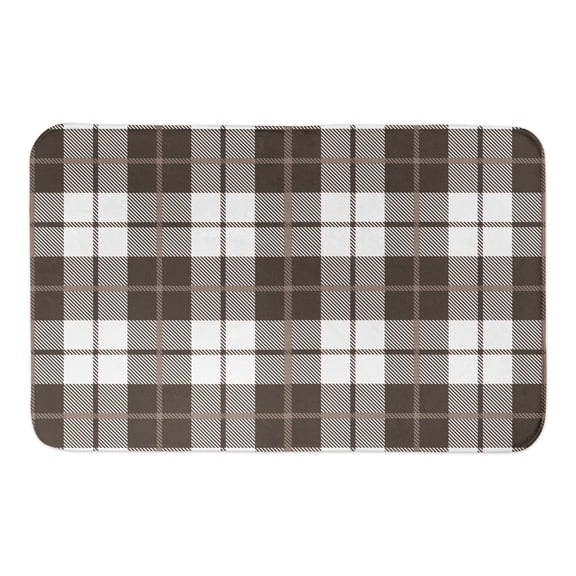 Creative Products Brown And White Plaid 34x21 Bath Mat