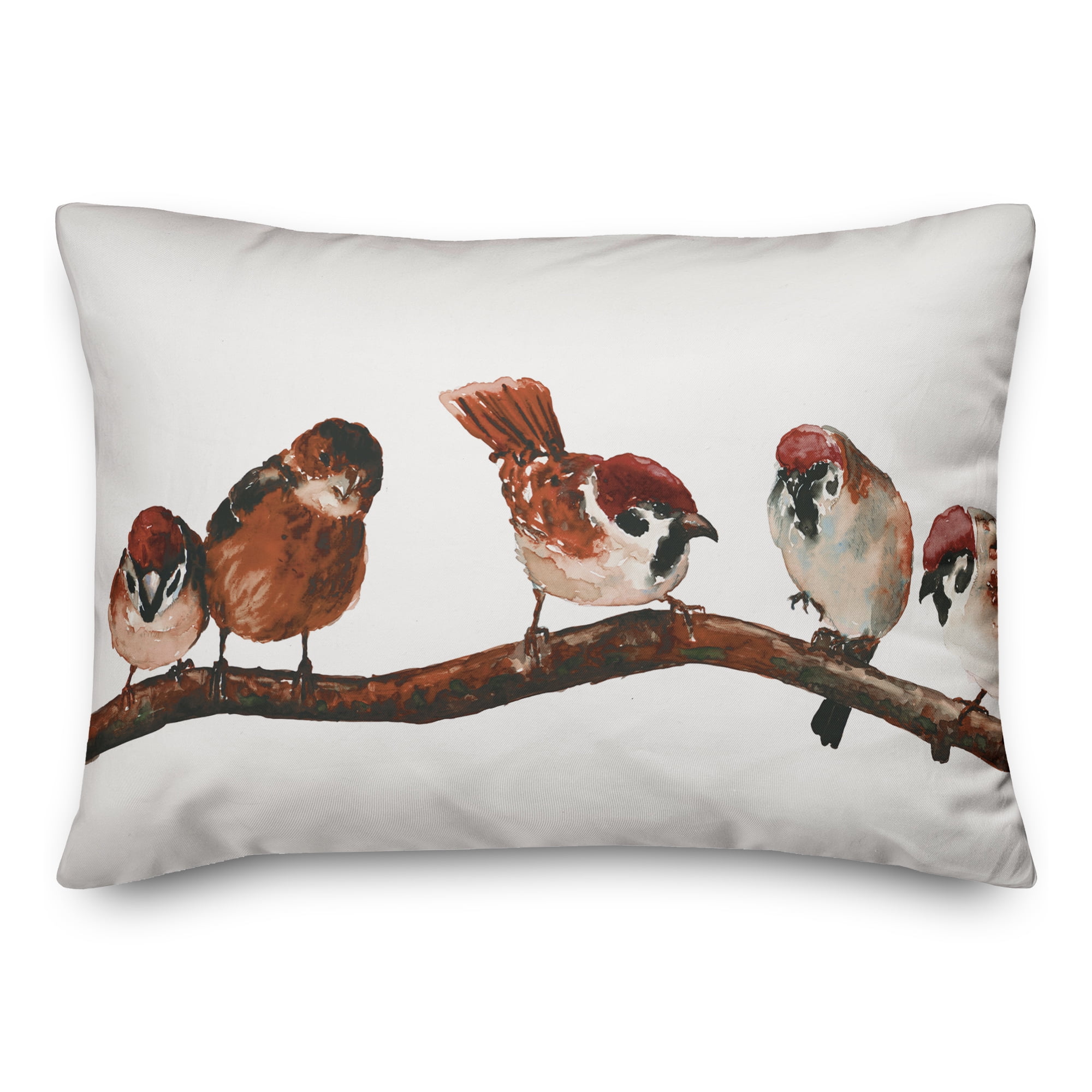 Brown Birds on Branch Rectangular Indoor/Outdoor Pillow