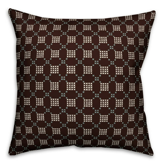 Creative Products Brown Cross-Stitch Printed Pattern 16x16 Spun Poly Pillow