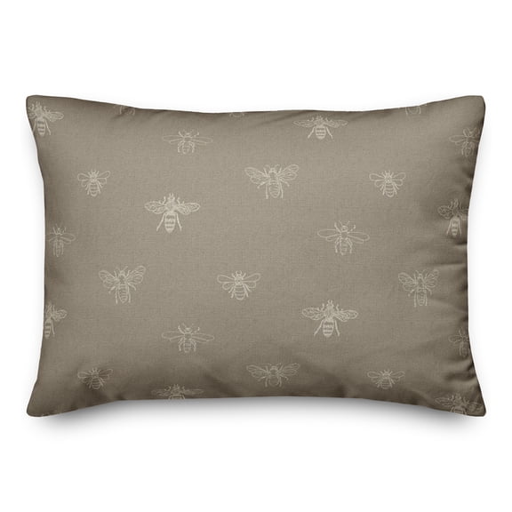 Creative Products Brown Delicate Bee Pattern 20 x 14 Spun Poly Pillow