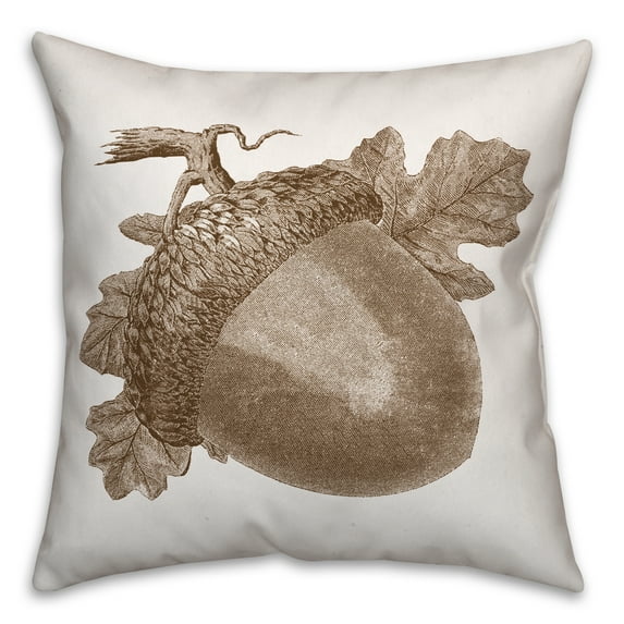 Creative Products Brown Vintage Acorn 18x18 Spun Poly Pillow
