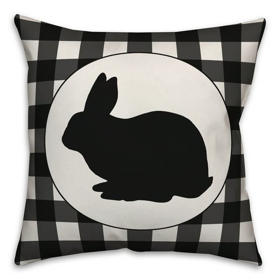 Creative Products Buffalo Check Bunny Silhouette 18x18 Spun Poly Pillow