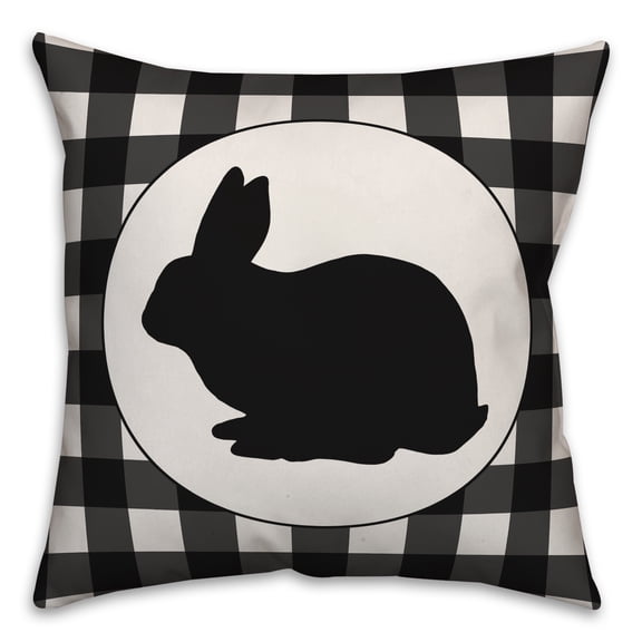Creative Products Buffalo Check Bunny Silhouette 18x18 Spun Poly Pillow