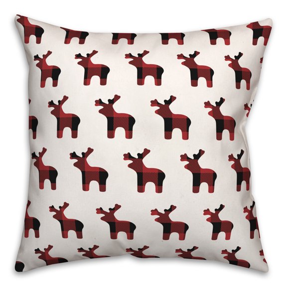 Creative Products Buffalo Check Deer Pattern 18x18 Spun Poly Pillow