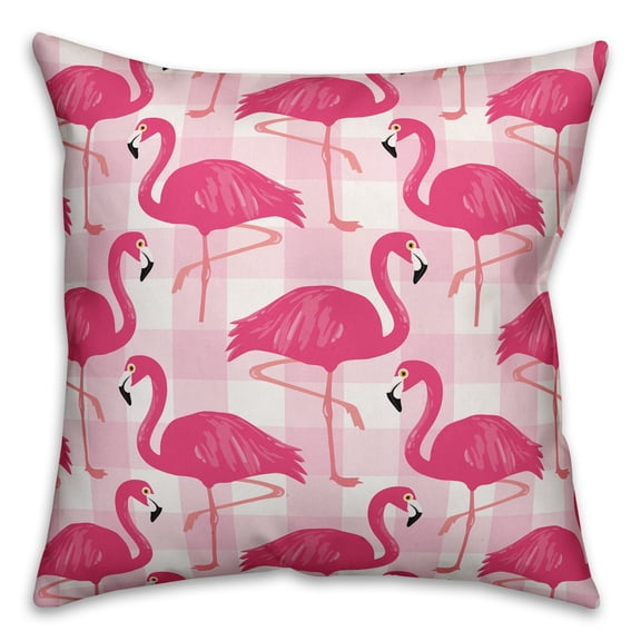 Creative Products Buffalo Check Flamingos 18x18 Indoor / Outdoor Pillow