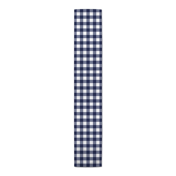 Creative Products Buffalo Check Navy Blue 16x90 Poly Twill Table Runner