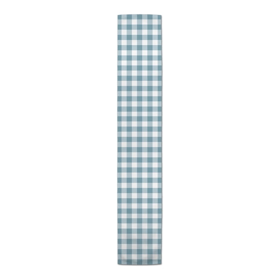 Creative Products Buffalo Check Sky Blue 16x90 Poly Twill Table Runner