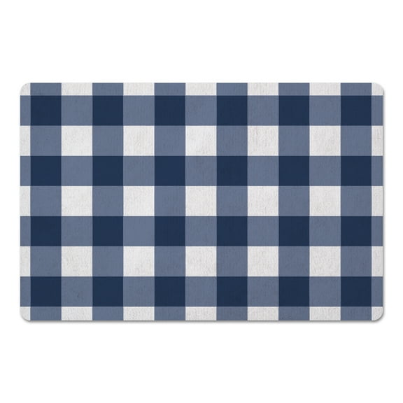 Creative Products Buffalo Check Woods Navy 27x18 Floor Mat