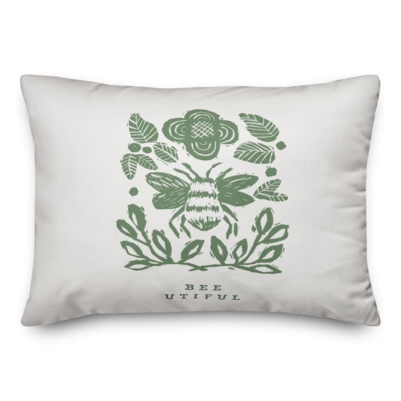 Creative Products Bumblebee And Leaves Yellow 20 x 14 Spun Poly Pillow