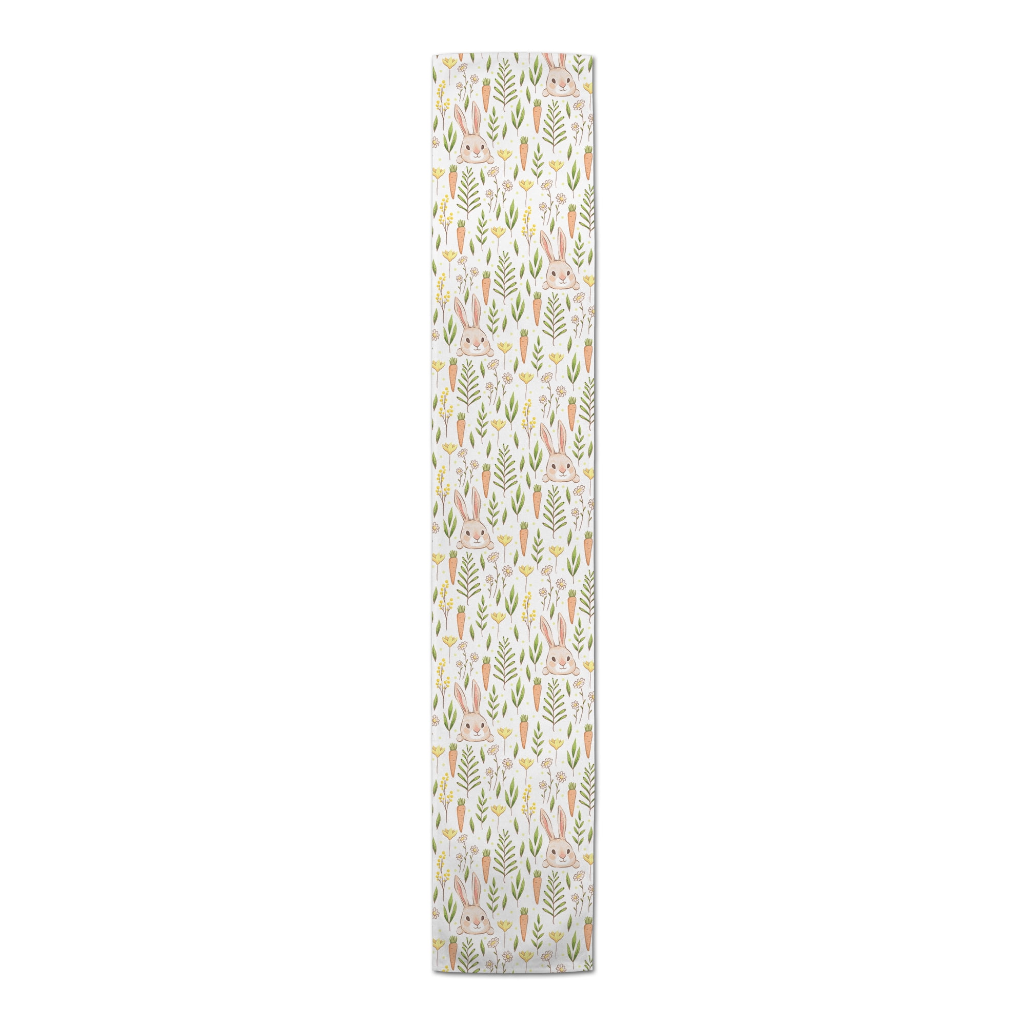Easter Bunny and Carrot Pattern Cotton Table Runner, 16" x 72"