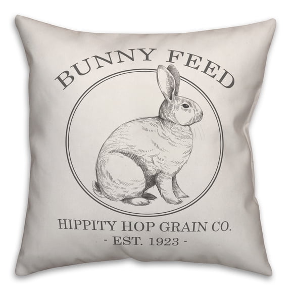 Creative Products Bunny Feed Hippity Hop Grain Co 20x20 Spun Poly Pillow