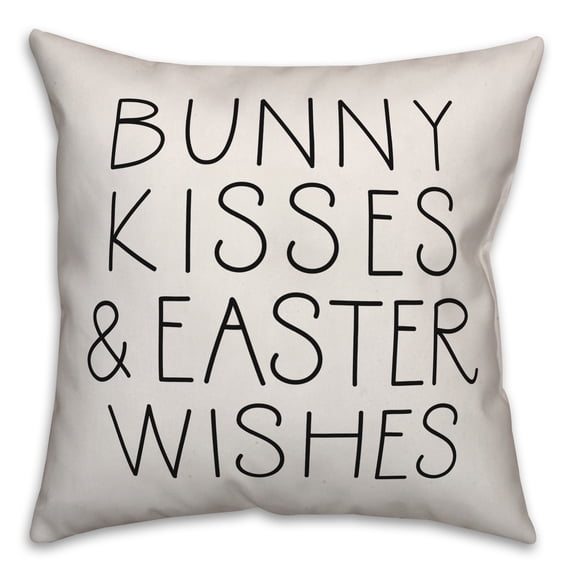 Creative Products Bunny Kisses and Easter Wishes Typography 20x20 Spun Poly Pillow