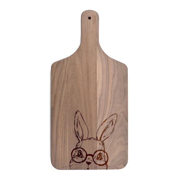 Creative Products Bunny With Glasses 8 x 17 Walnut Paddle Cutting Board