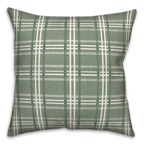 Creative Products Busy Plaid Green 18 x 18 Indoor / Outdoor Pillow