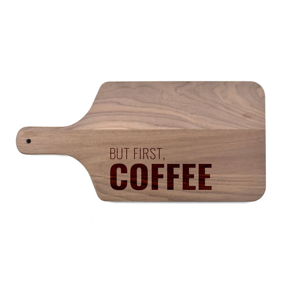 Creative Products But First Coffee 17 x 8 Walnut Paddle Cutting Board