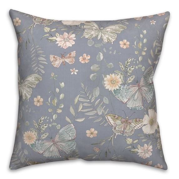 Creative Products Butterflies On Blue 18 x 18 Spun Poly Pillow