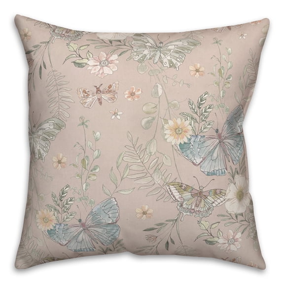 Creative Products Butterflies On Blush 18 x 18 Spun Poly Pillow