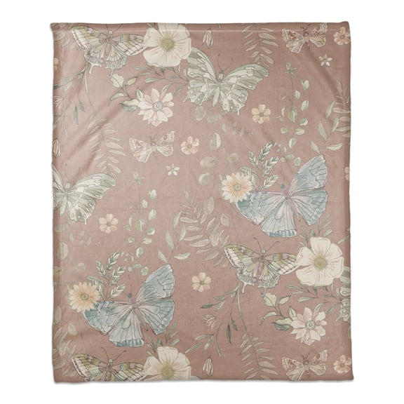 Creative Products Butterflies On Maroon 50 x 60 Coral Fleece Blanket